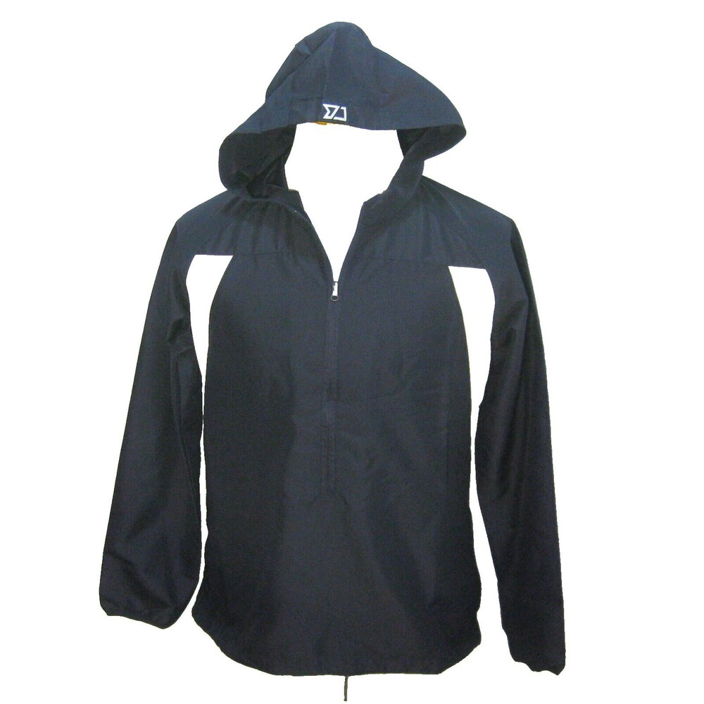 New CUTTER & BUCK Men's (Large) Navy Blue Windbreaker Light Jacket Hooded Coat